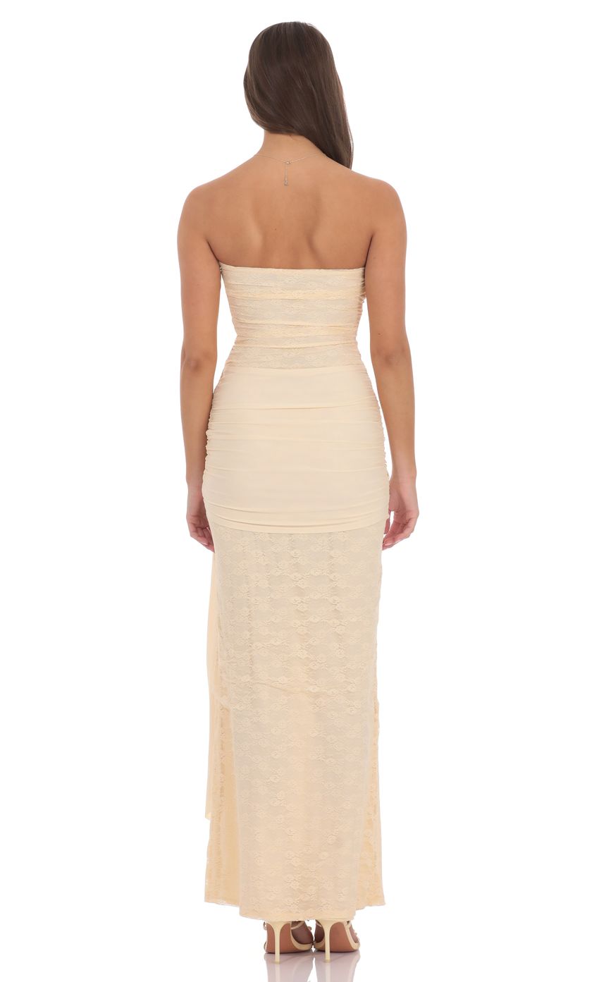 Product image for Strapless Lace Tassel Wrap Maxi Dress in Vanilla