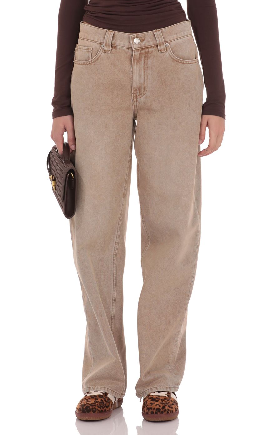Изображение товара для Джинсы свободного кроя коричневые