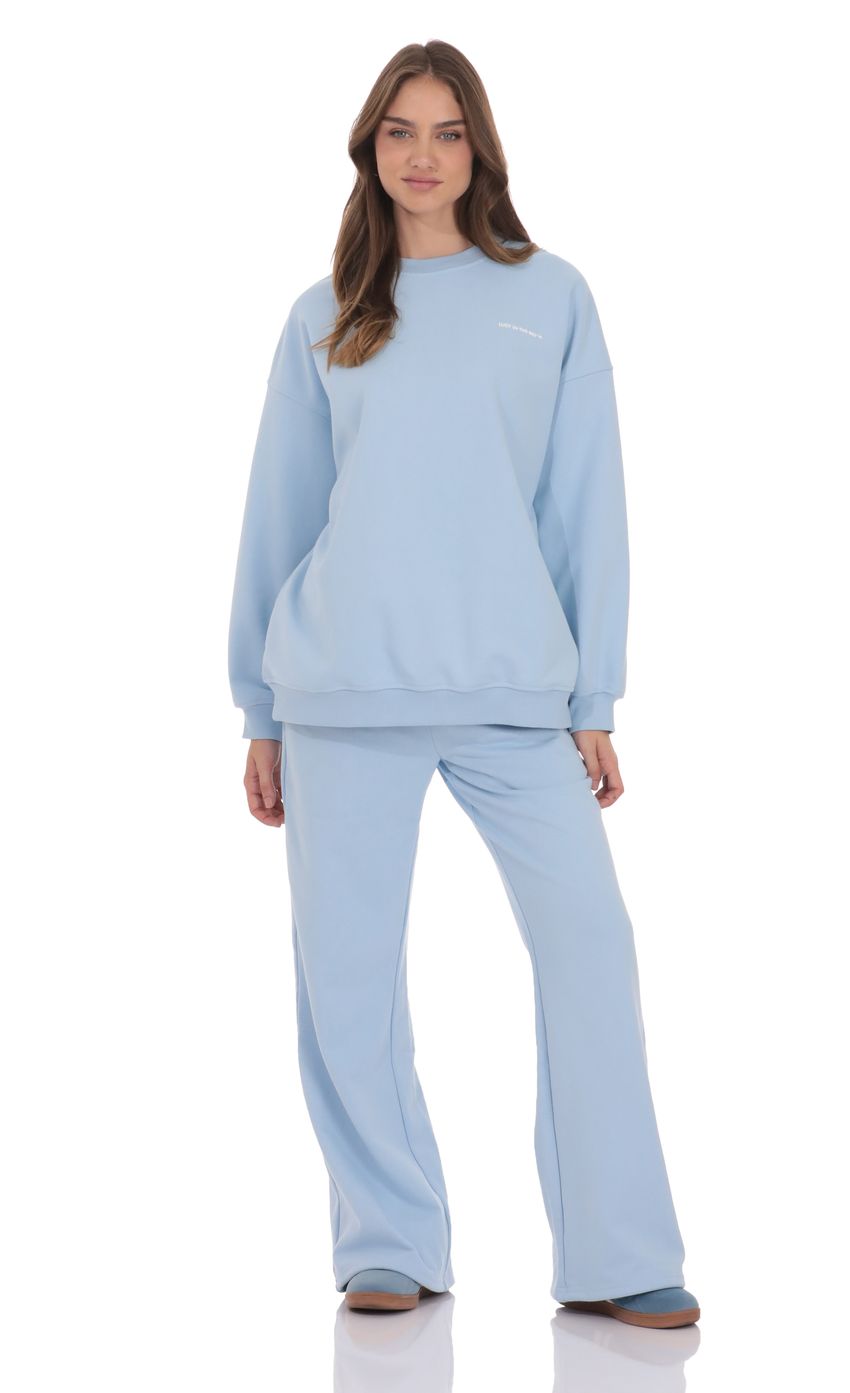 Product image for Lucy Oversized Crewneck in Blue