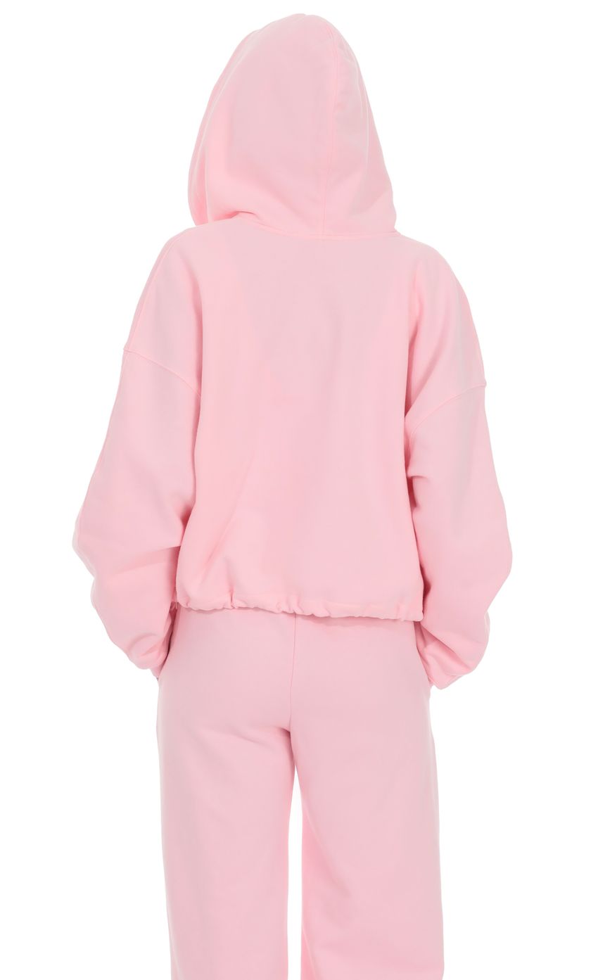 Product image for Cropped Fleece Zip-Up Hoodie in Pink