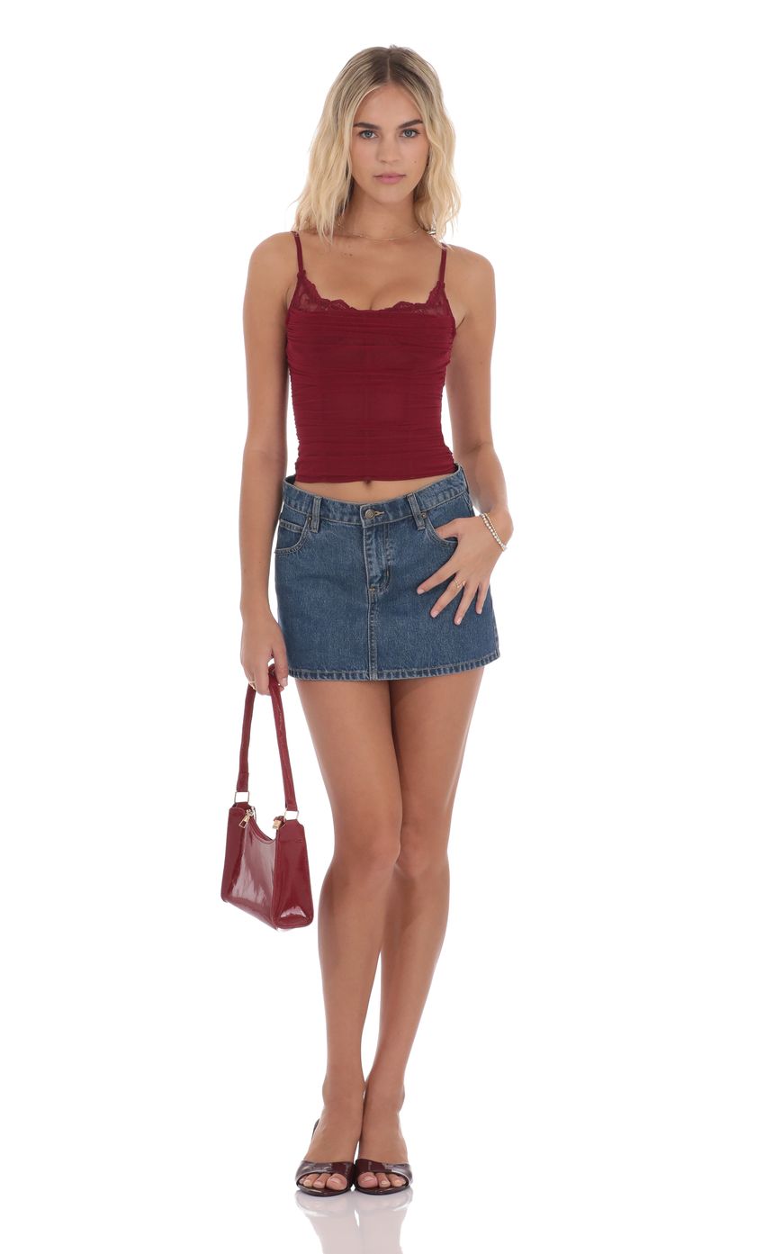 Product image for Sheer Mesh Corset Top in Maroon