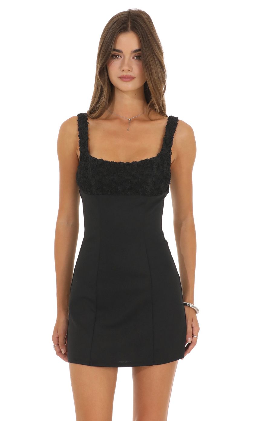 Product image for Floral Textured Mini Dress in Black