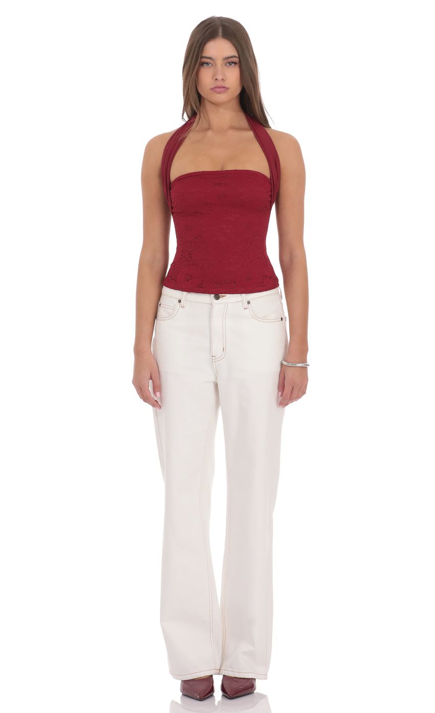 Product image for Lace Halter Top in Red
