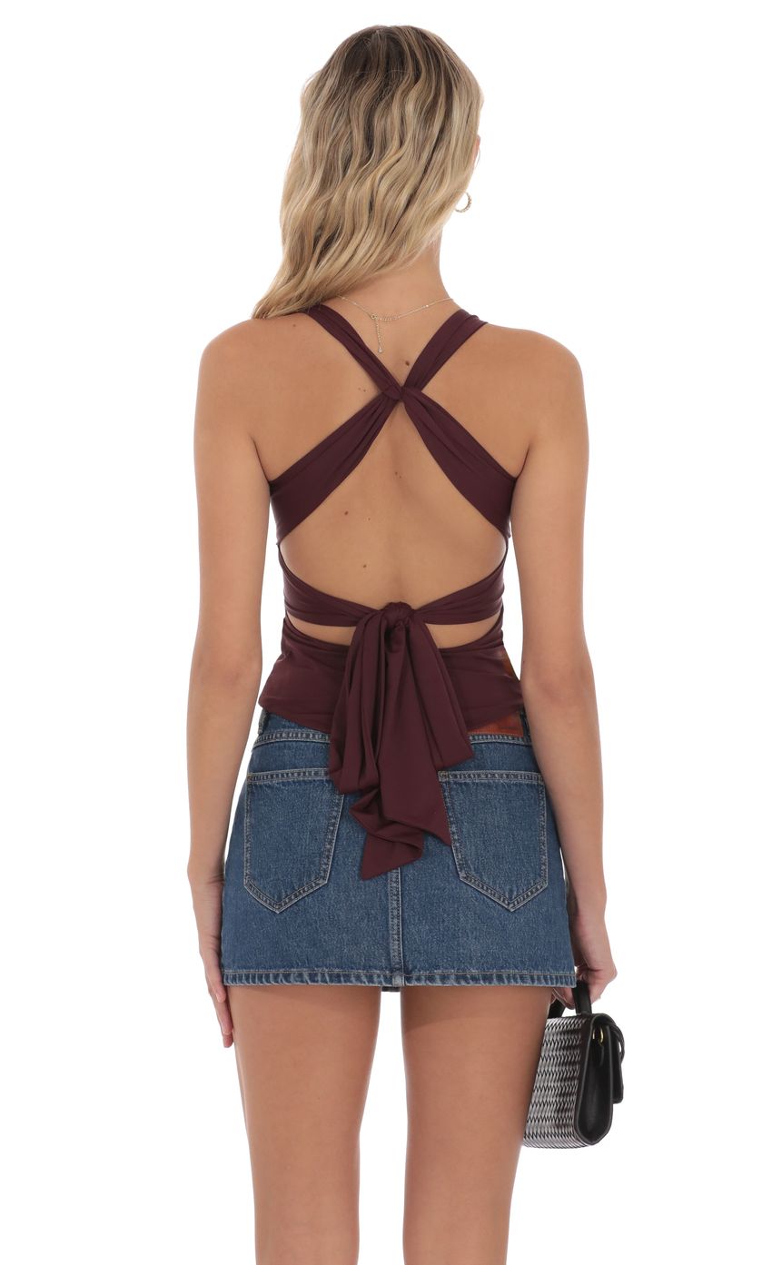 Product image for Twist Cross Back Top in Burgundy