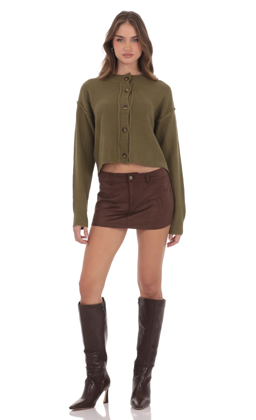 Product image for Cable Knit Cardigan in Olive