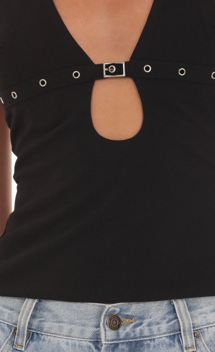 Product image for Deep V Neckline top with Buckle Accent