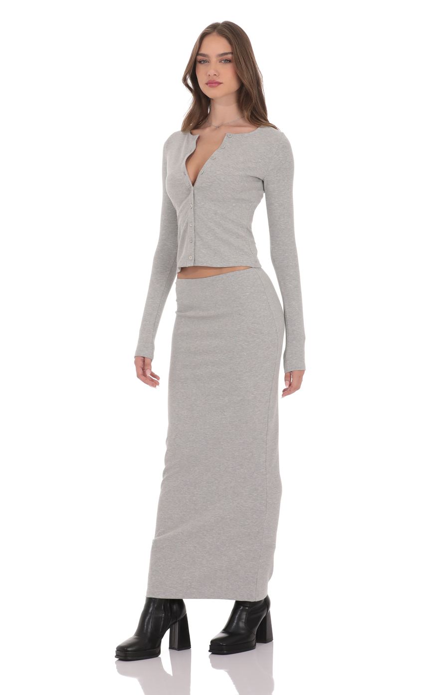 Изображение товара для Серая макси-юбка в рубчик