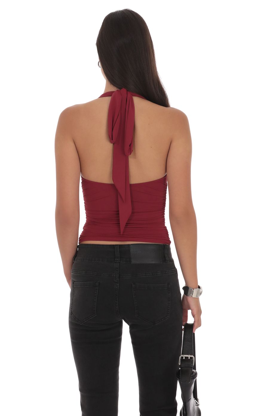 Product image for Halter Ruched Top in Burgundy