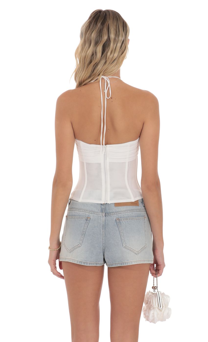 Product image for Mesh Corset Cutout Top in White