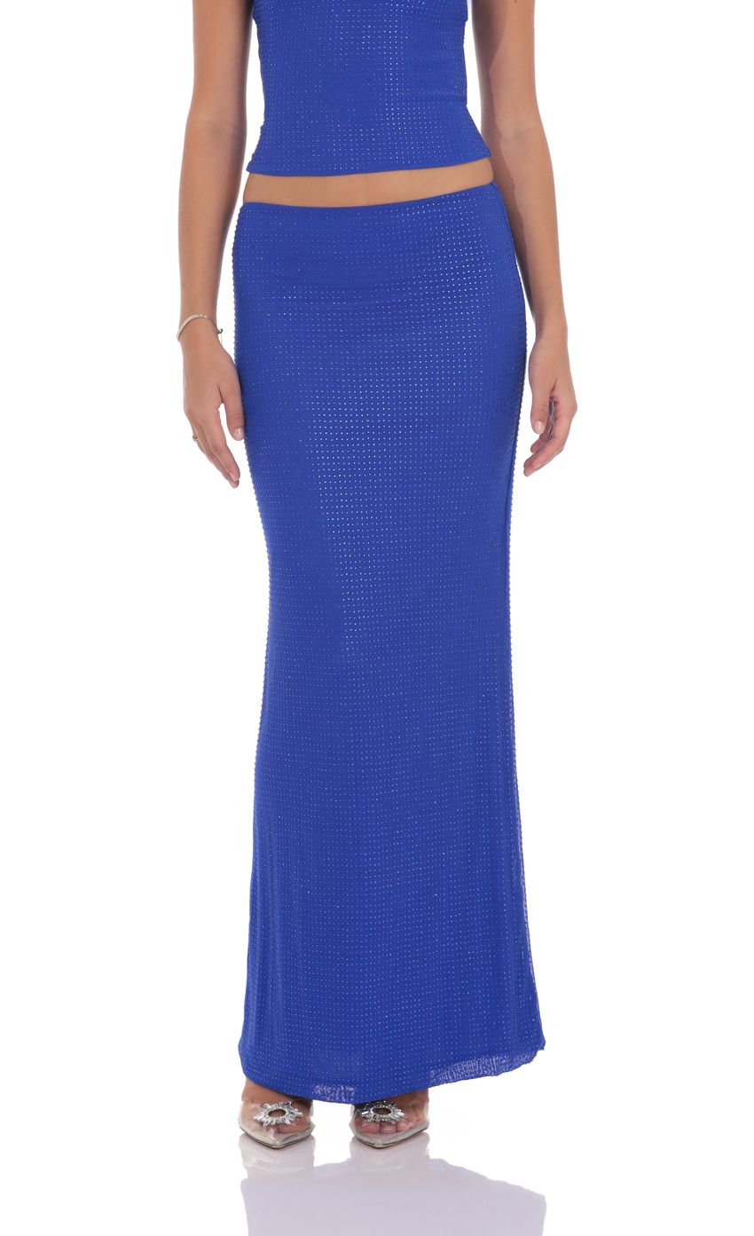 Product image for Mesh Rhinestone Skirt in Royal Blue