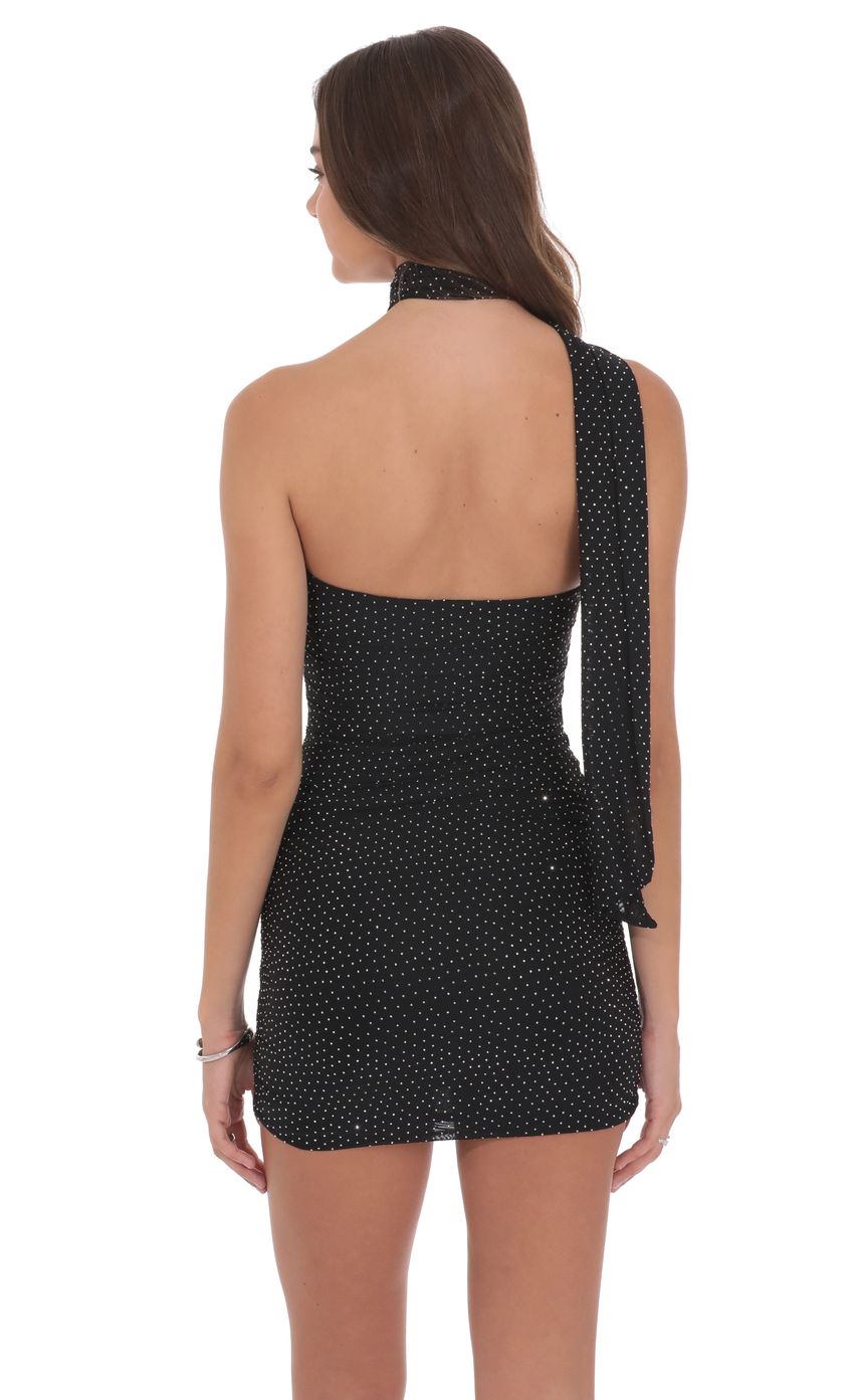 Product image for Scarf Rhinestone Mesh Bodycon Dress in Black