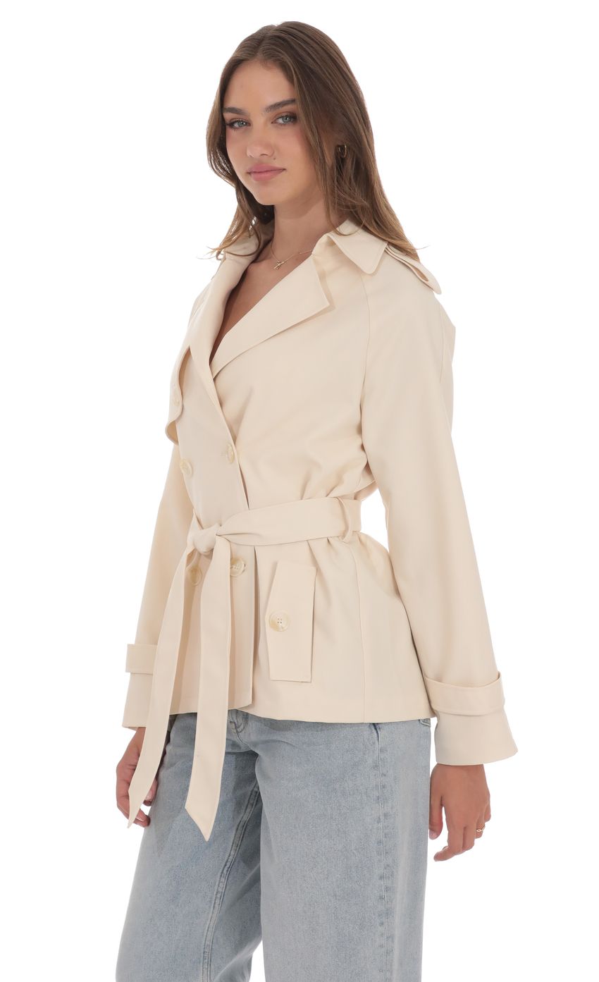 Product image for Double Breasted Trench Coat in Cream