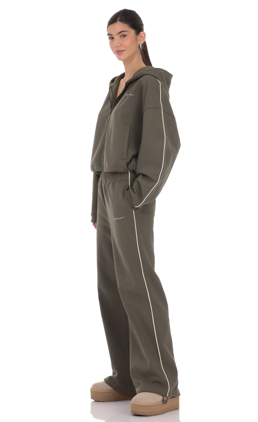 Product image for Piped Straight Leg Sweatpants in Olive Green