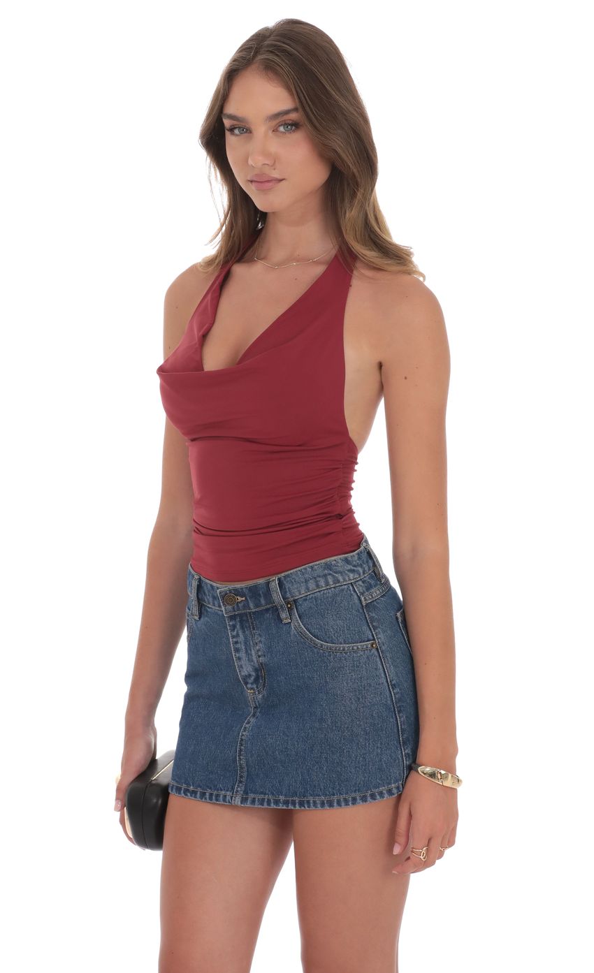 Product image for Cowl Neck Halter Top in Maroon