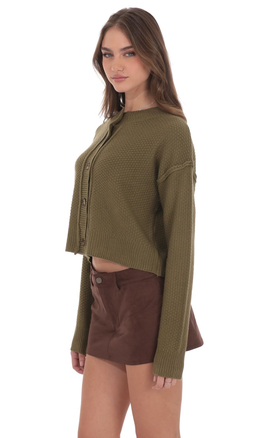 Product image for Cable Knit Cardigan in Olive