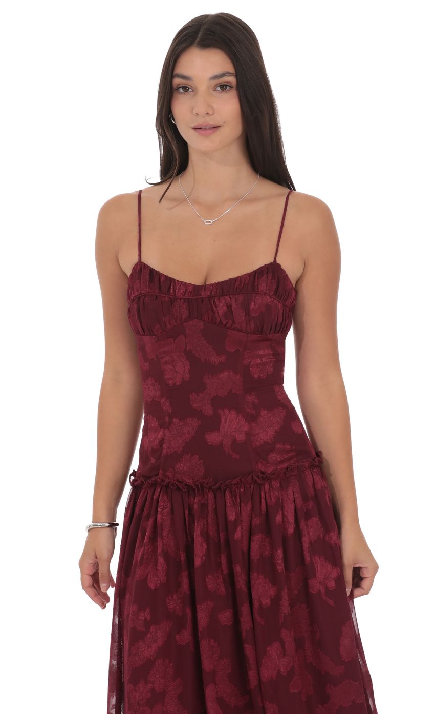 Product image for Floral Chiffon Maxi Dress in Burgundy