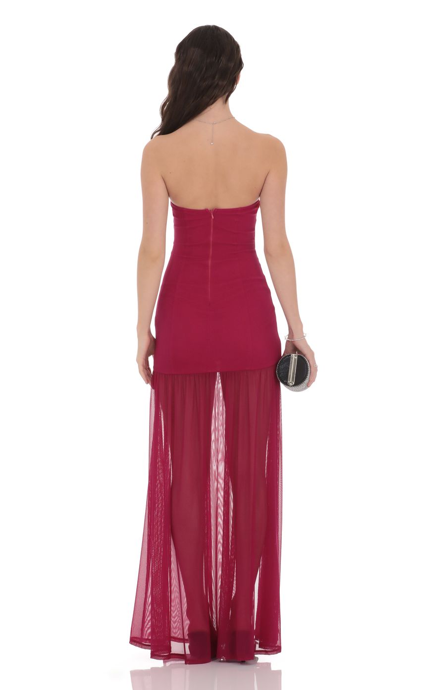 Product image for Mesh Strapless Maxi Dress in Magenta