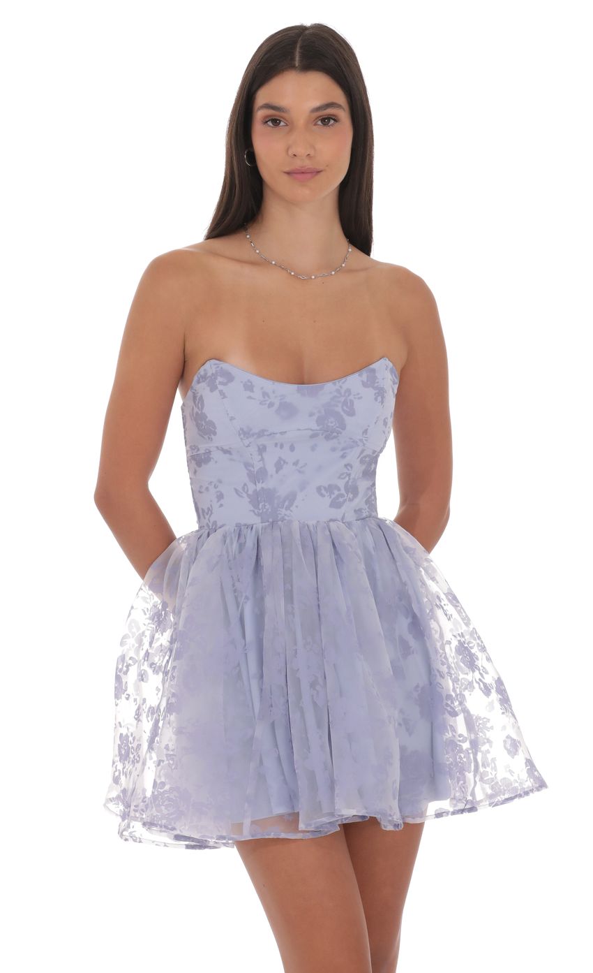Product image for Floral Corset A-line Dress in Lavender