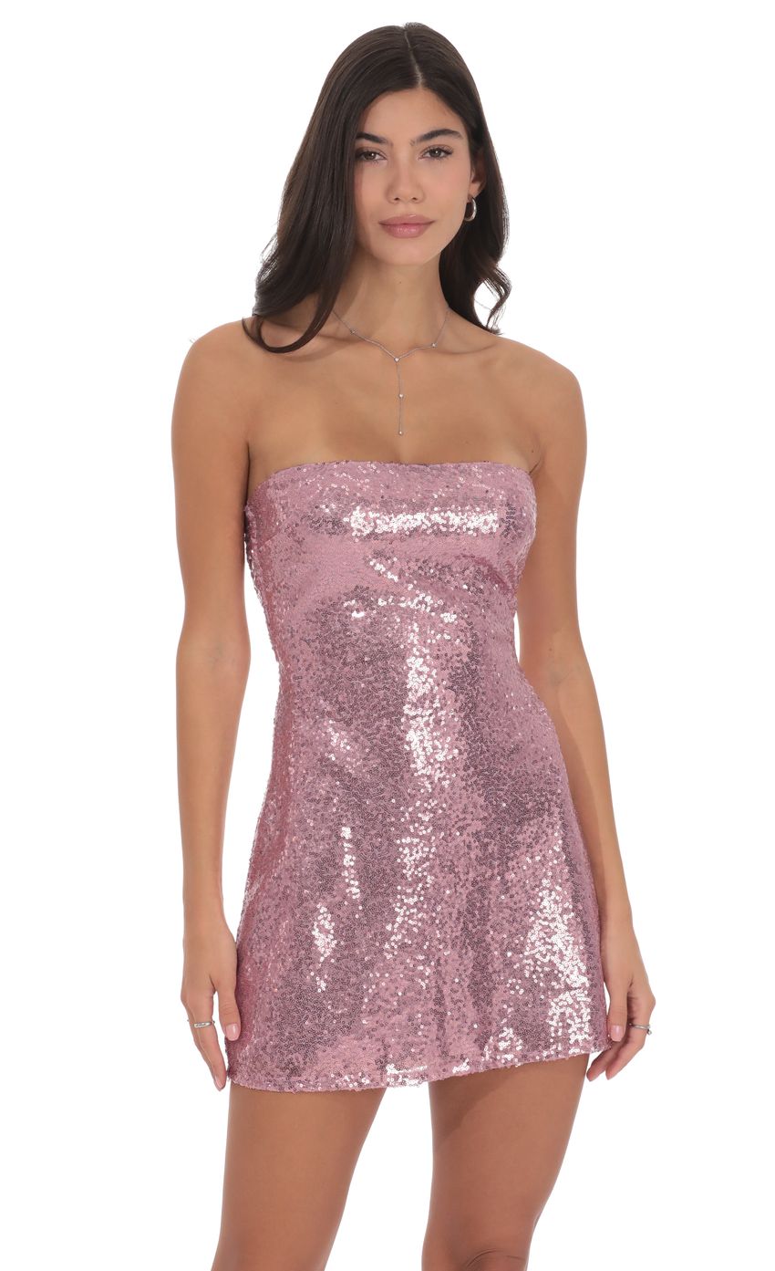 Product image for Sequin Strapless Dress in Pink Rose