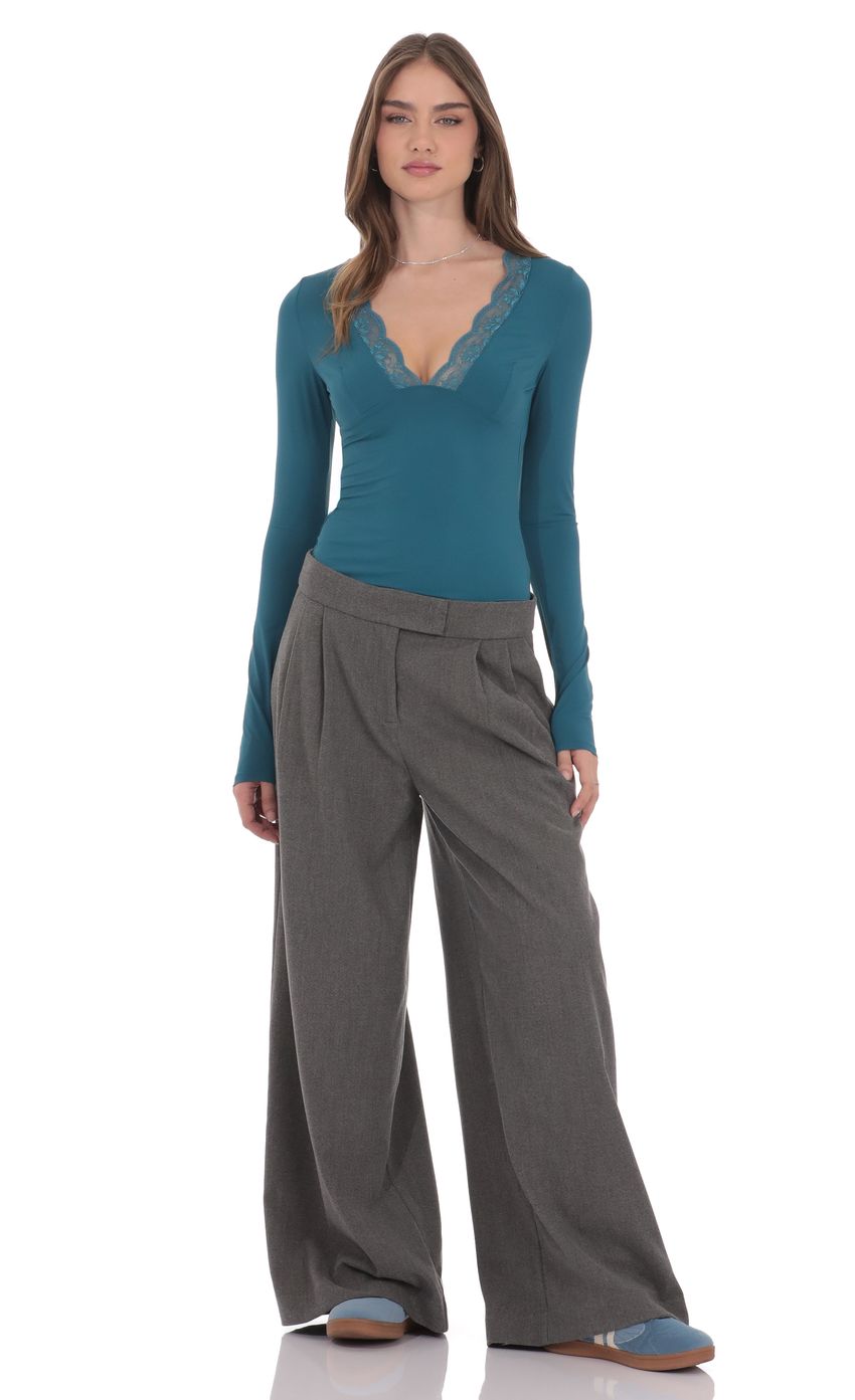Product image for Lace V-Neck Top in Teal
