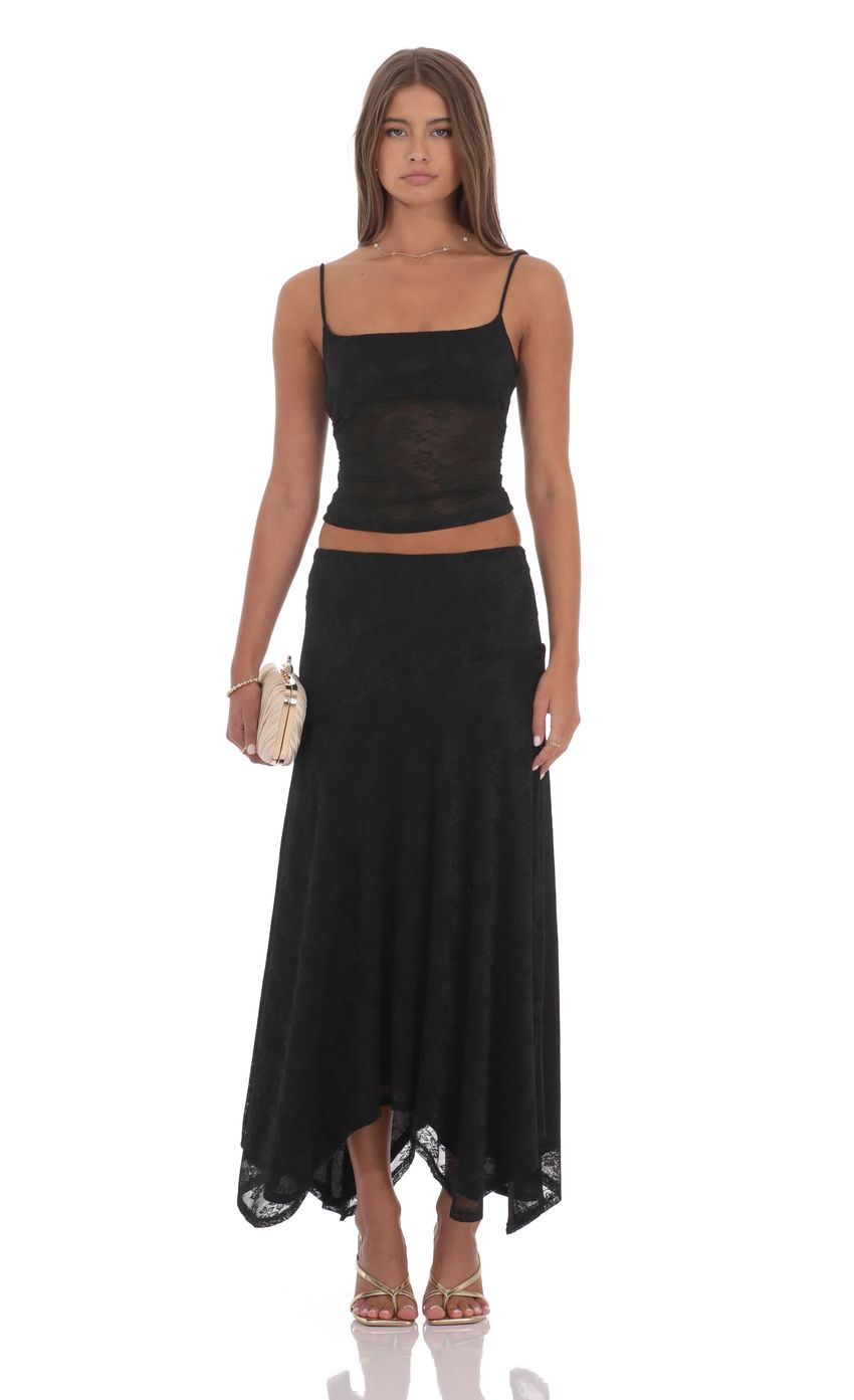 Изображение товара для Черный топ на бретелях из прозрачного кружева