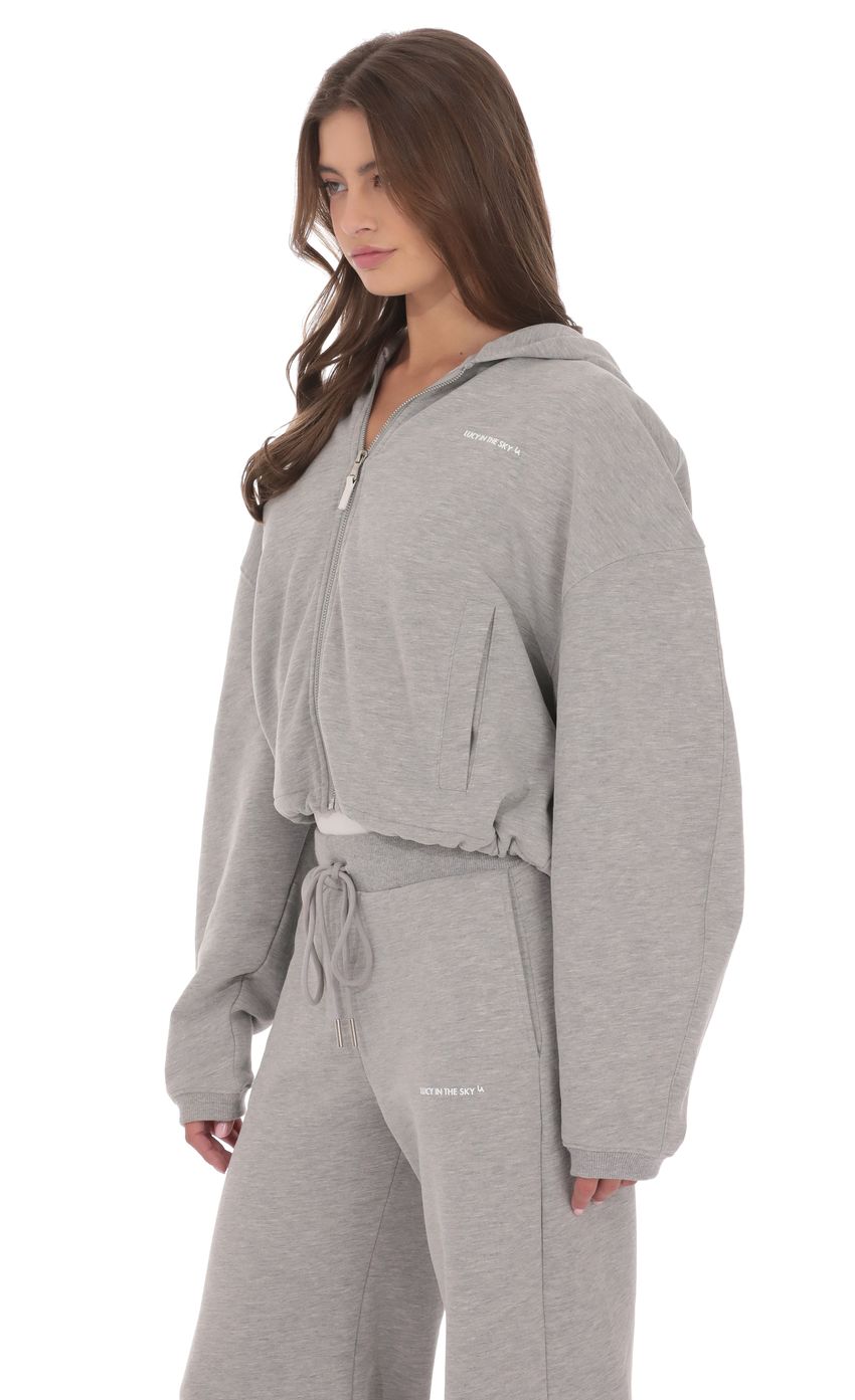 Изображение товара для Серое худи на молнии из флиса