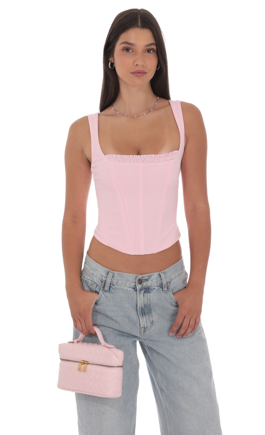 Product image for Detailed Corset Top in Pink