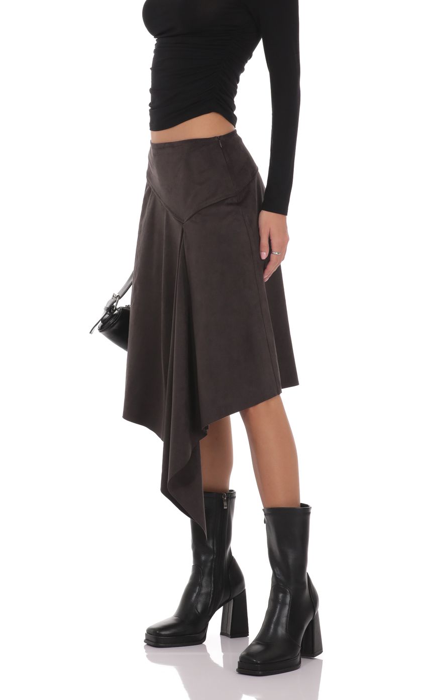 Product image for Asymmetrical Midi Skirt in Charcoal