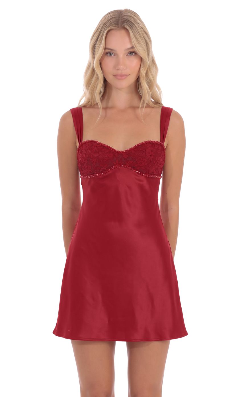 Product image for Beaded Sweetheart Mini Dress in Red