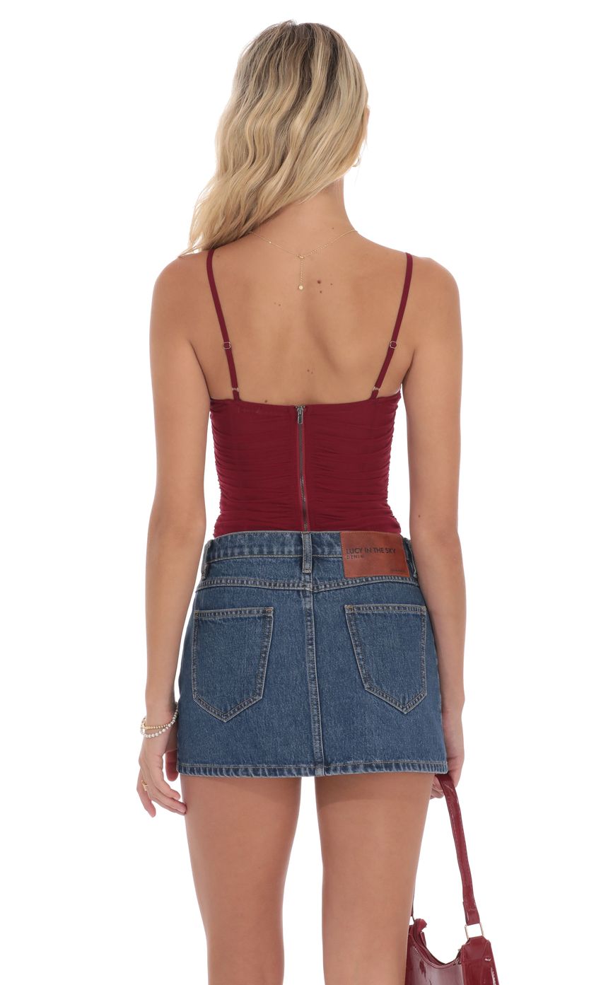 Product image for Sheer Mesh Corset Top in Maroon