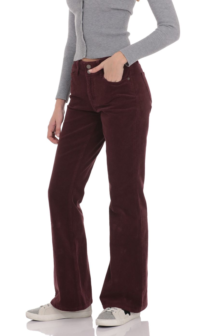 Product image for Corduroy Flare Jeans in Burgundy