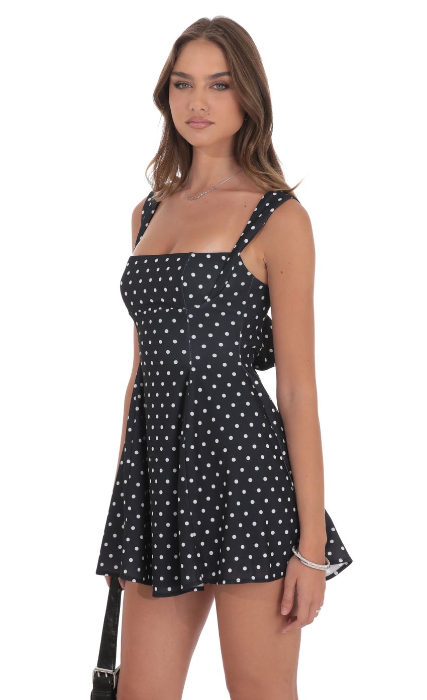 Product image for Polka Dot Fit and Flare Dress in Black
