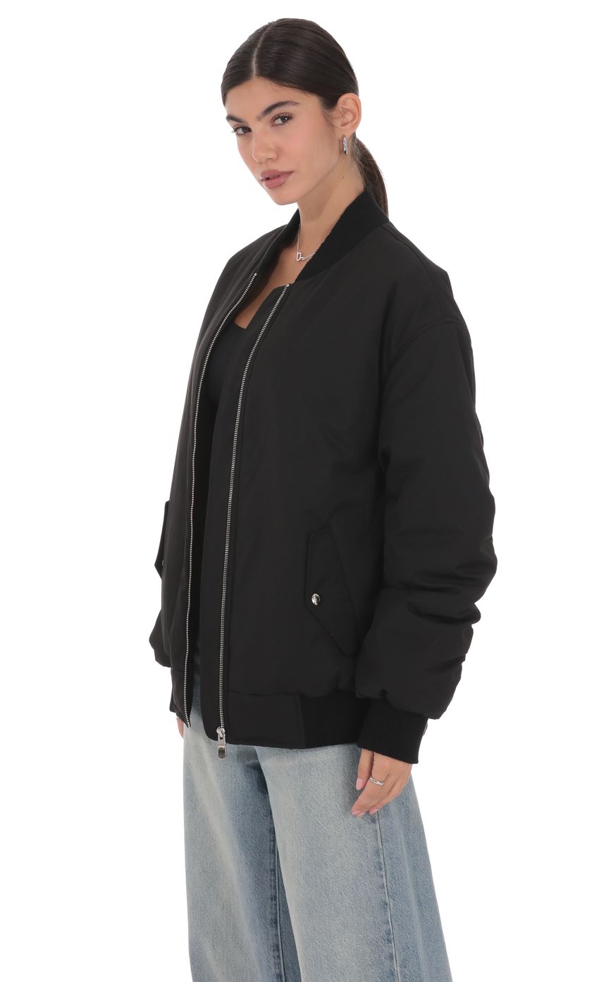 Product image for Oversized Bomber Jacket in Black