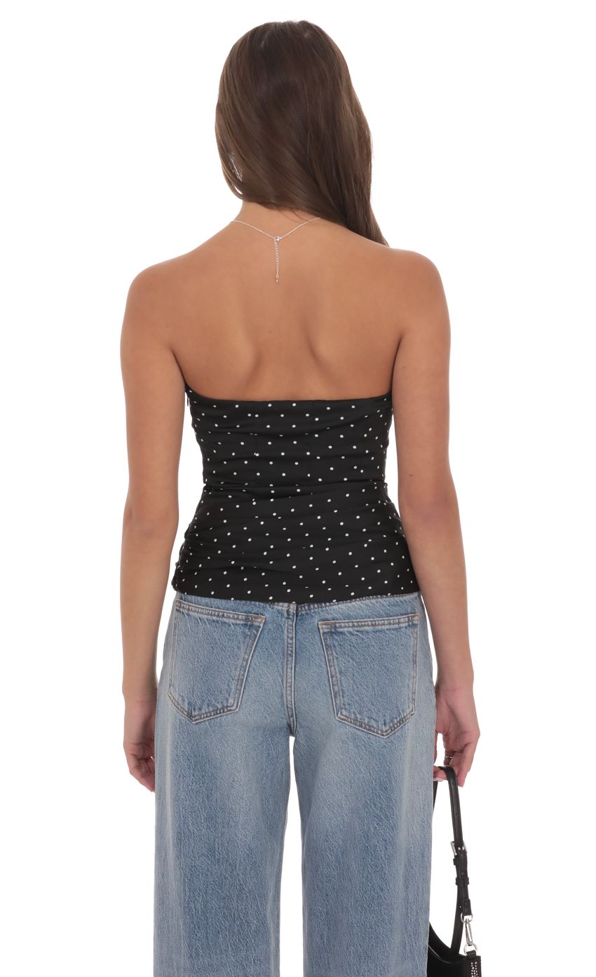 Product image for Polka Dot Strapless Top in Black