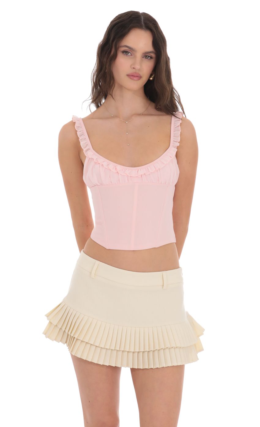 Product image for Pleated Ruffle Skort in Cream