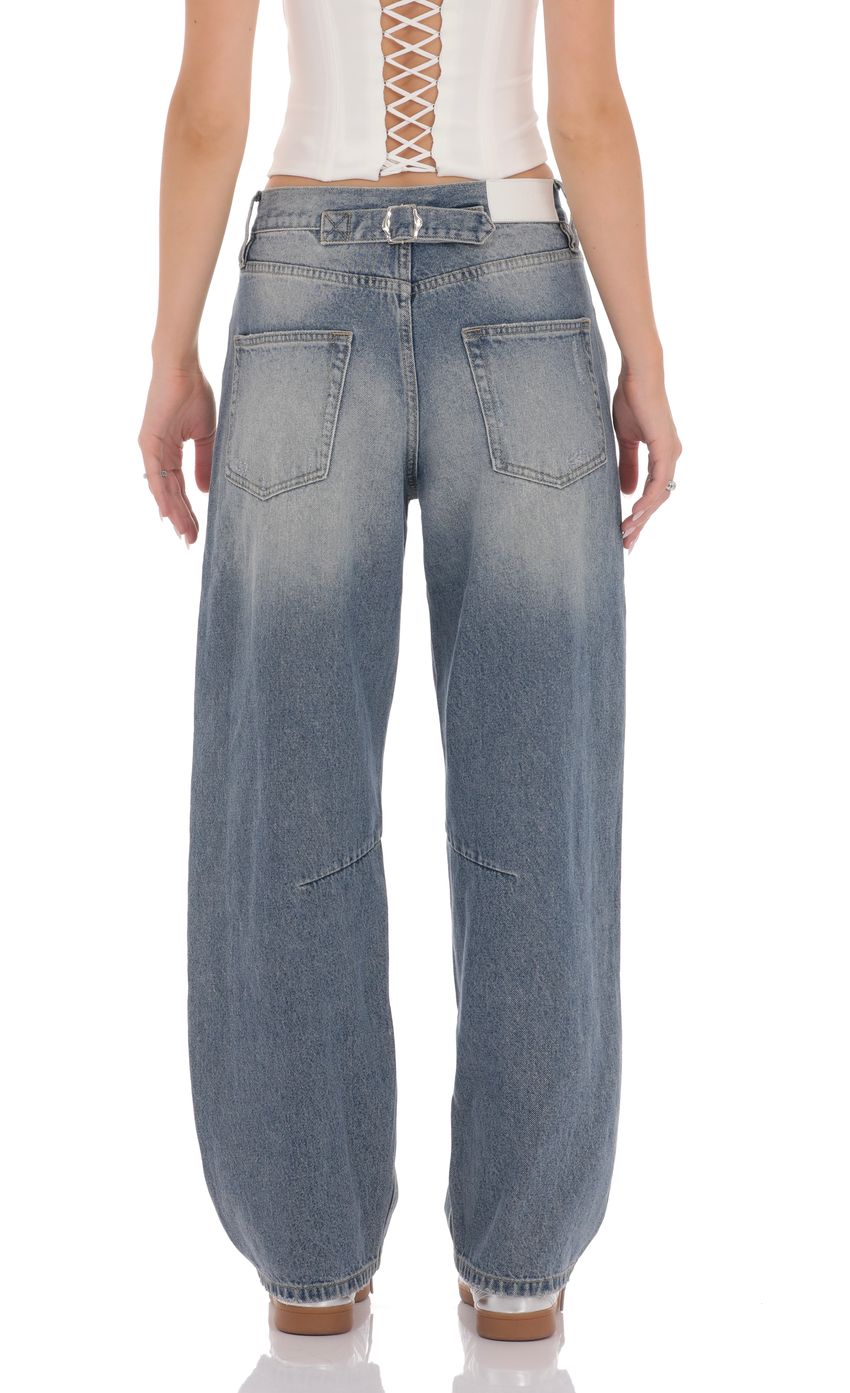 Picture Distress Barrel Jeans in Faded Denim. Source: https://media-img.lucyinthesky.com/data/product-media/850xAUTO/d42bcdcc-3d8a-411e-a75b-4ecd595fc1e4.jpg