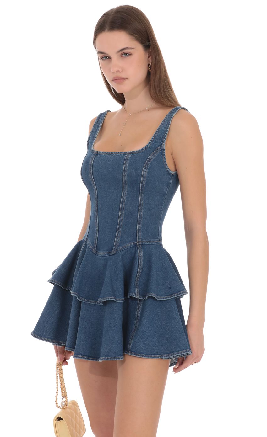 Product image for Juliette Tiered Denim Mini Dress