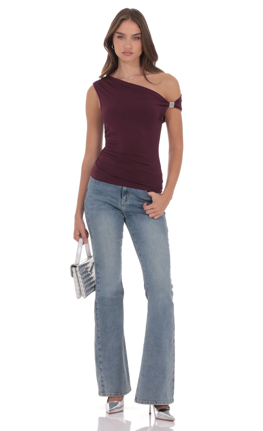 Product image for Embellished Off Shoulder Top in Purple