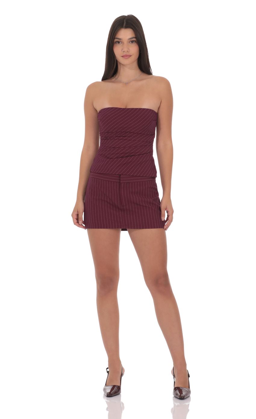 Product image for Striped Mini Skort in Burgundy