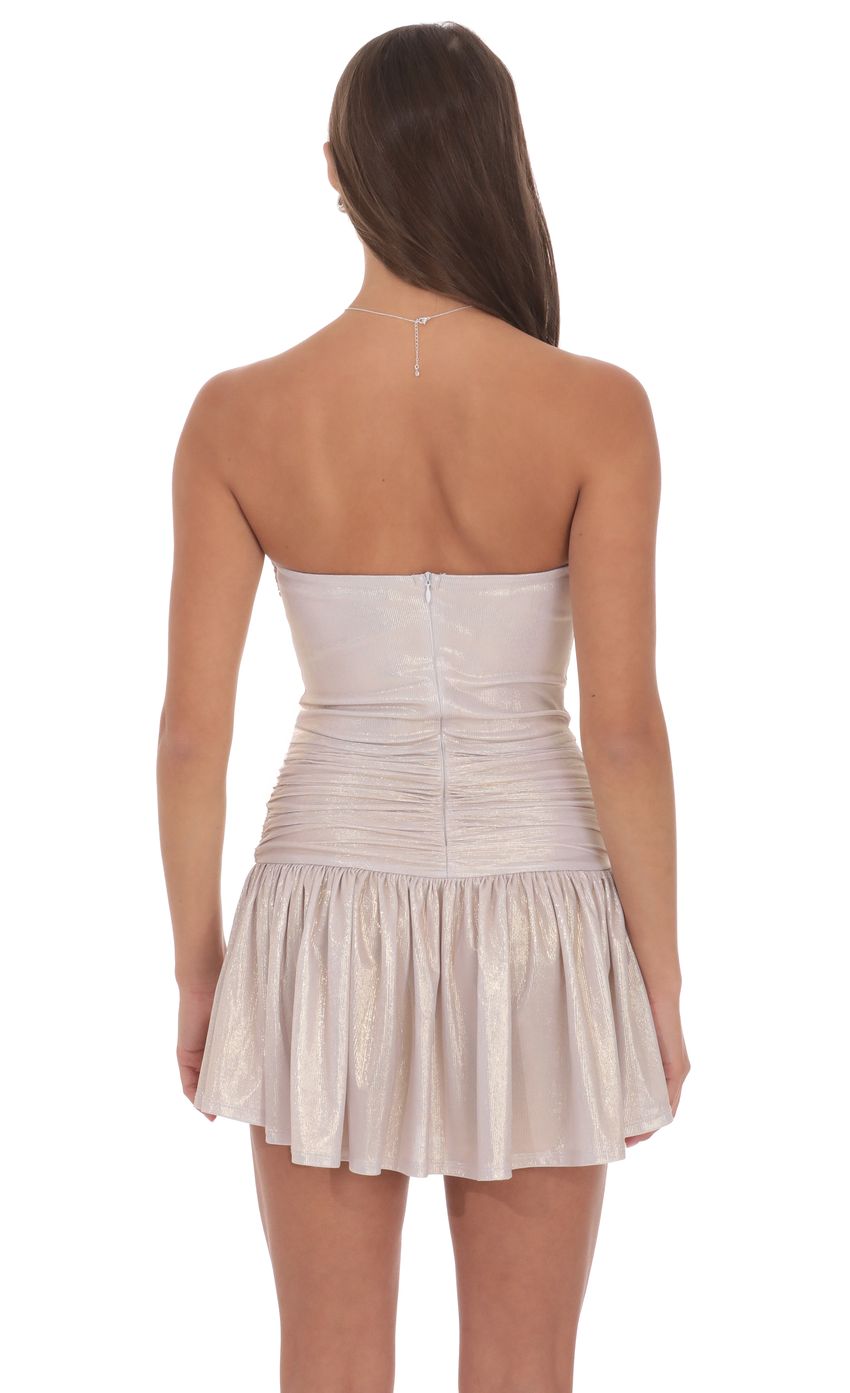 Product image for Metallic Embellished Strapless Dress in Rose Gold