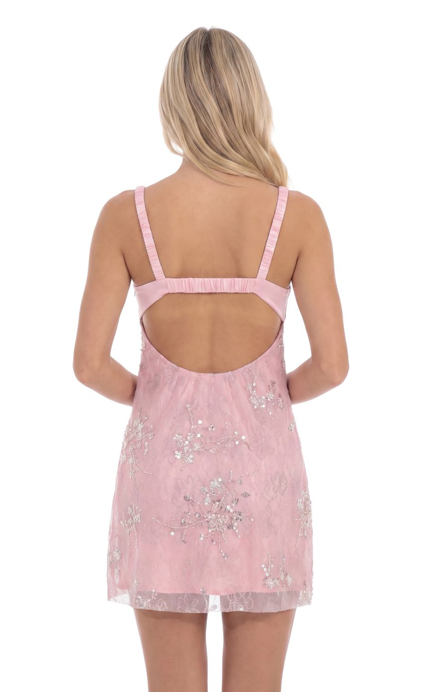 Product image for Sequin Lace Mini Dress in Pink