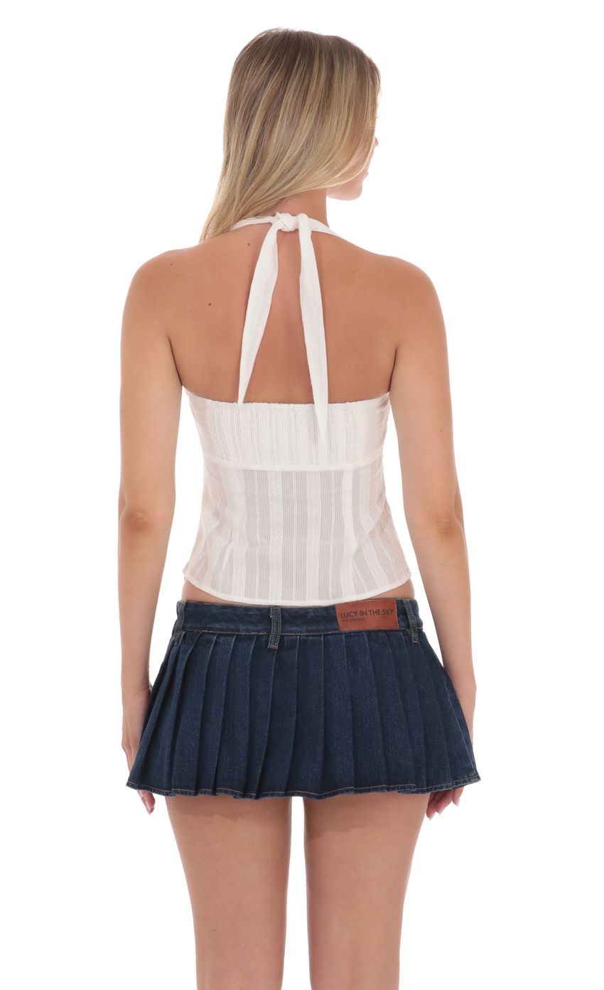 Picture Pleated Denim Skort in Blue. Source: https://media-img.lucyinthesky.com/data/product-media/850xAUTO/d78f0e0a-3eac-47f4-ac4f-169c40a2976b.jpg
