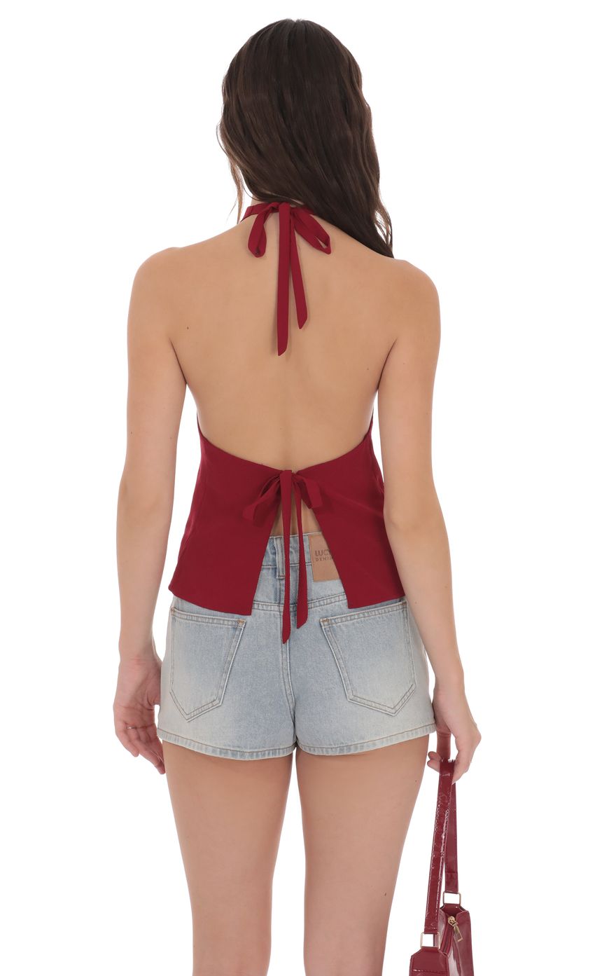 Product image for Mock Neck Halter Top in Red