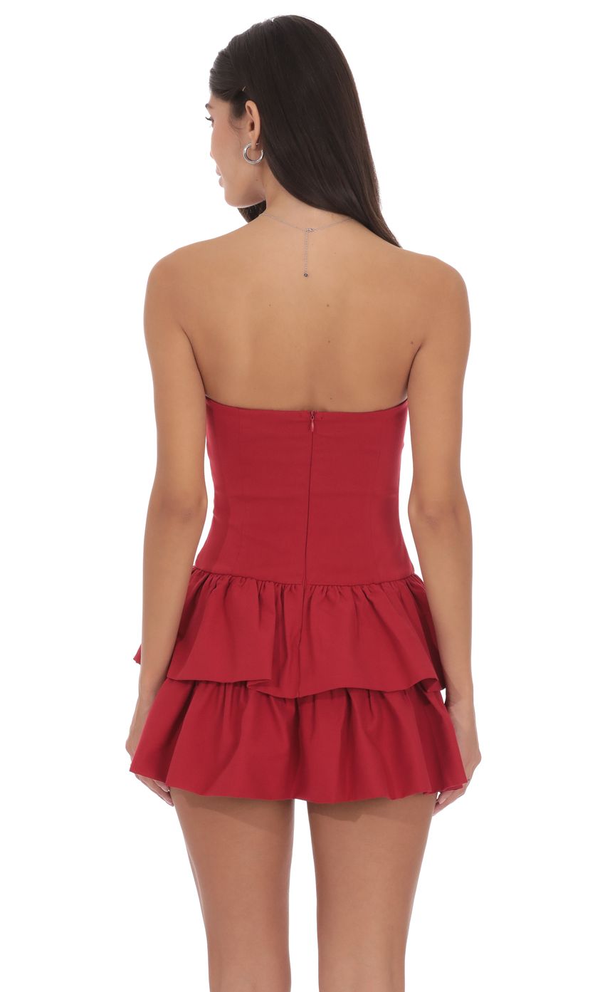 Product image for Strapless Corset Ruffle Dress in Red