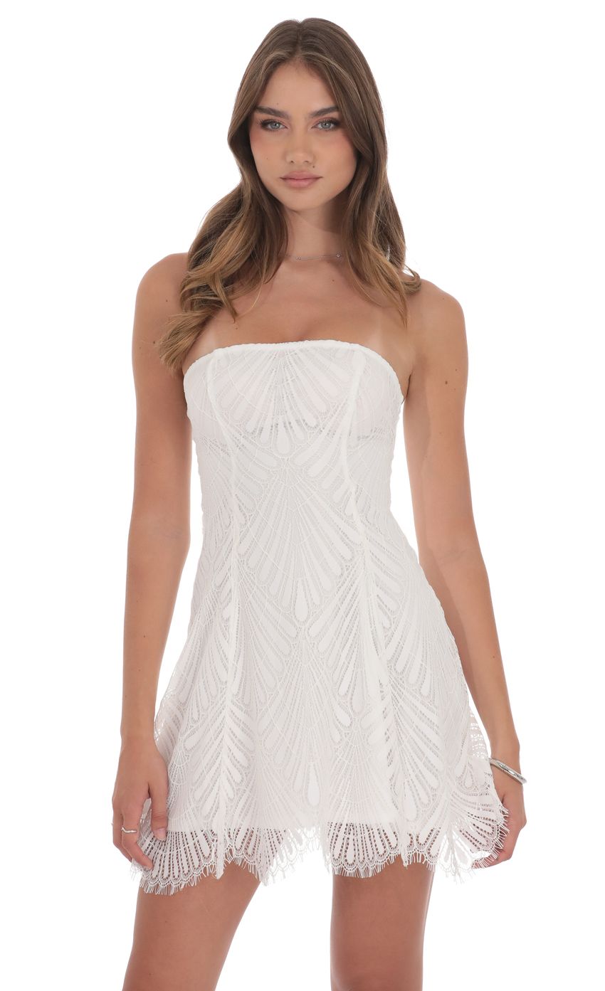 Product image for Strapless Lace Hem Dress in White