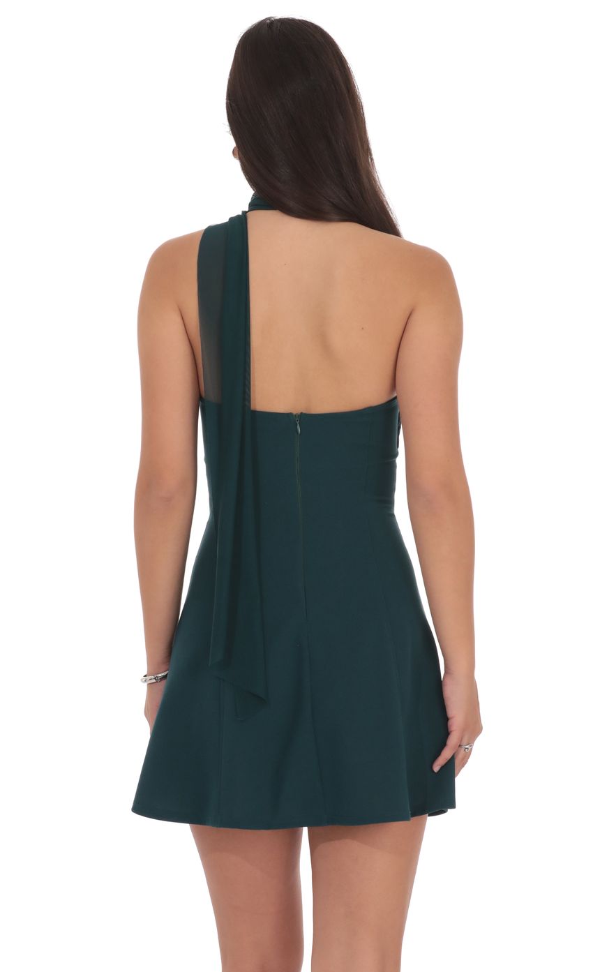 Product image for Scarf Wrap Fit and Flare Dress in Green