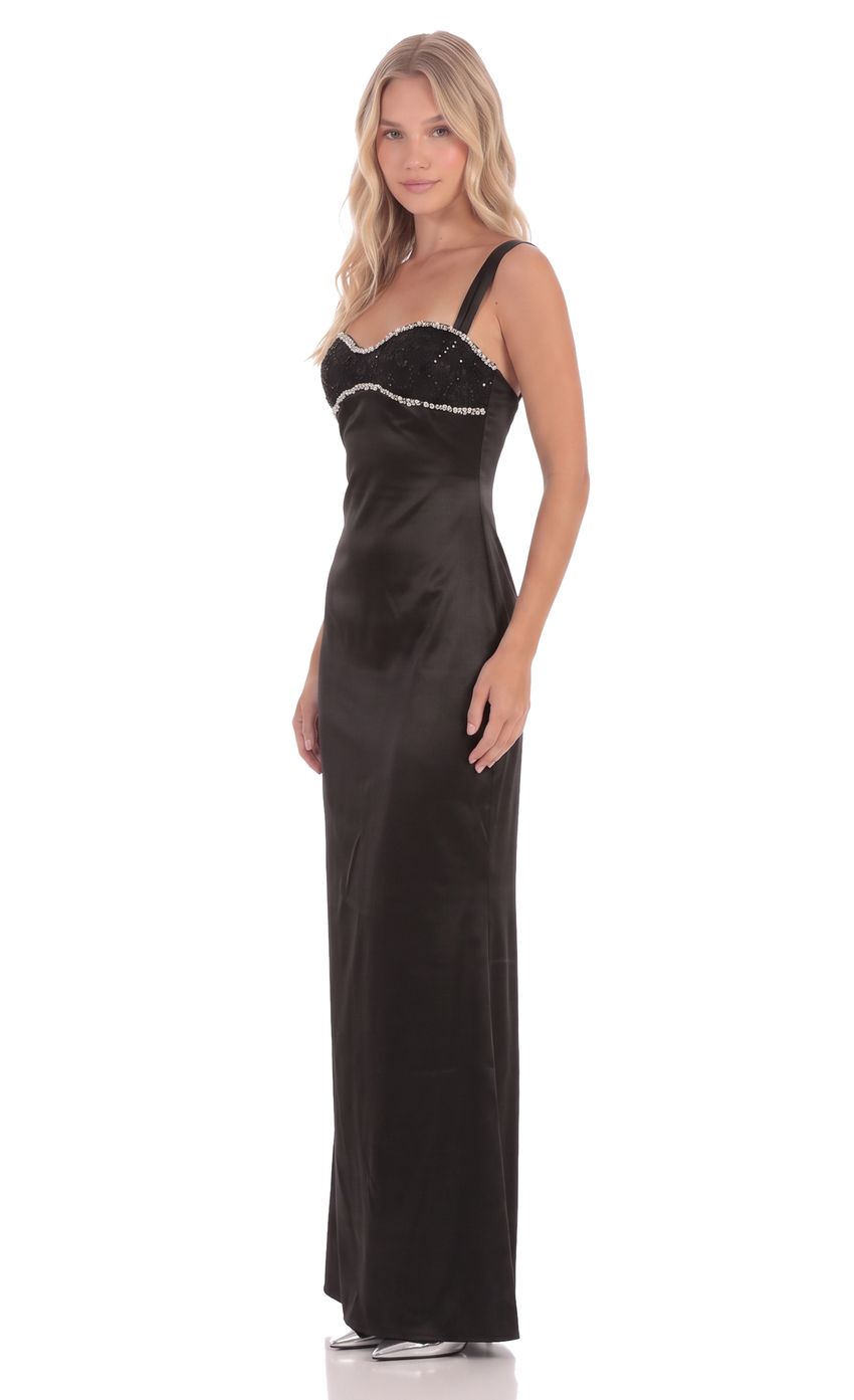 Product image for Beaded Sweetheart Maxi Dress in Black