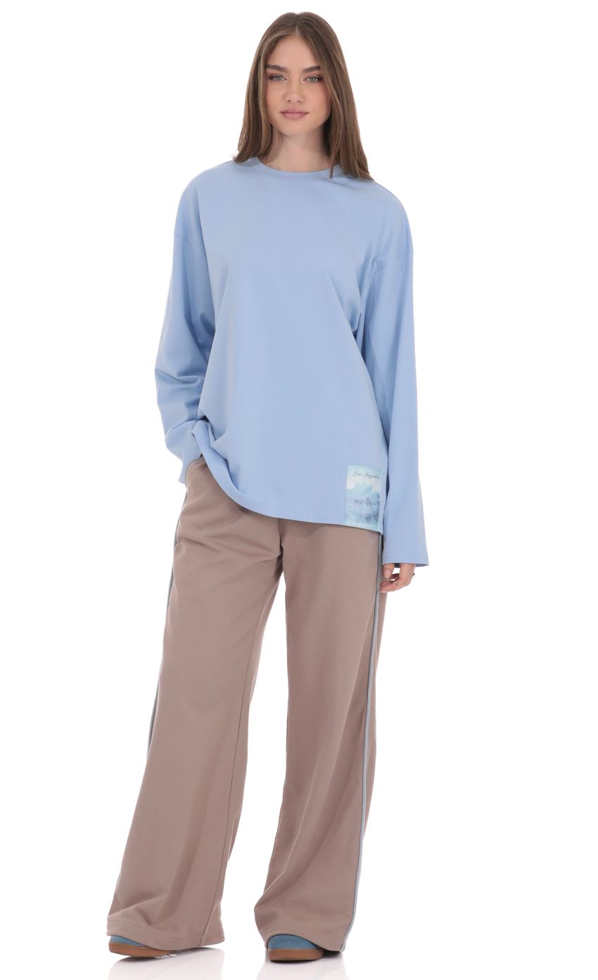 Product image for Lucy Graphic Crewneck Shirt in Light Blue