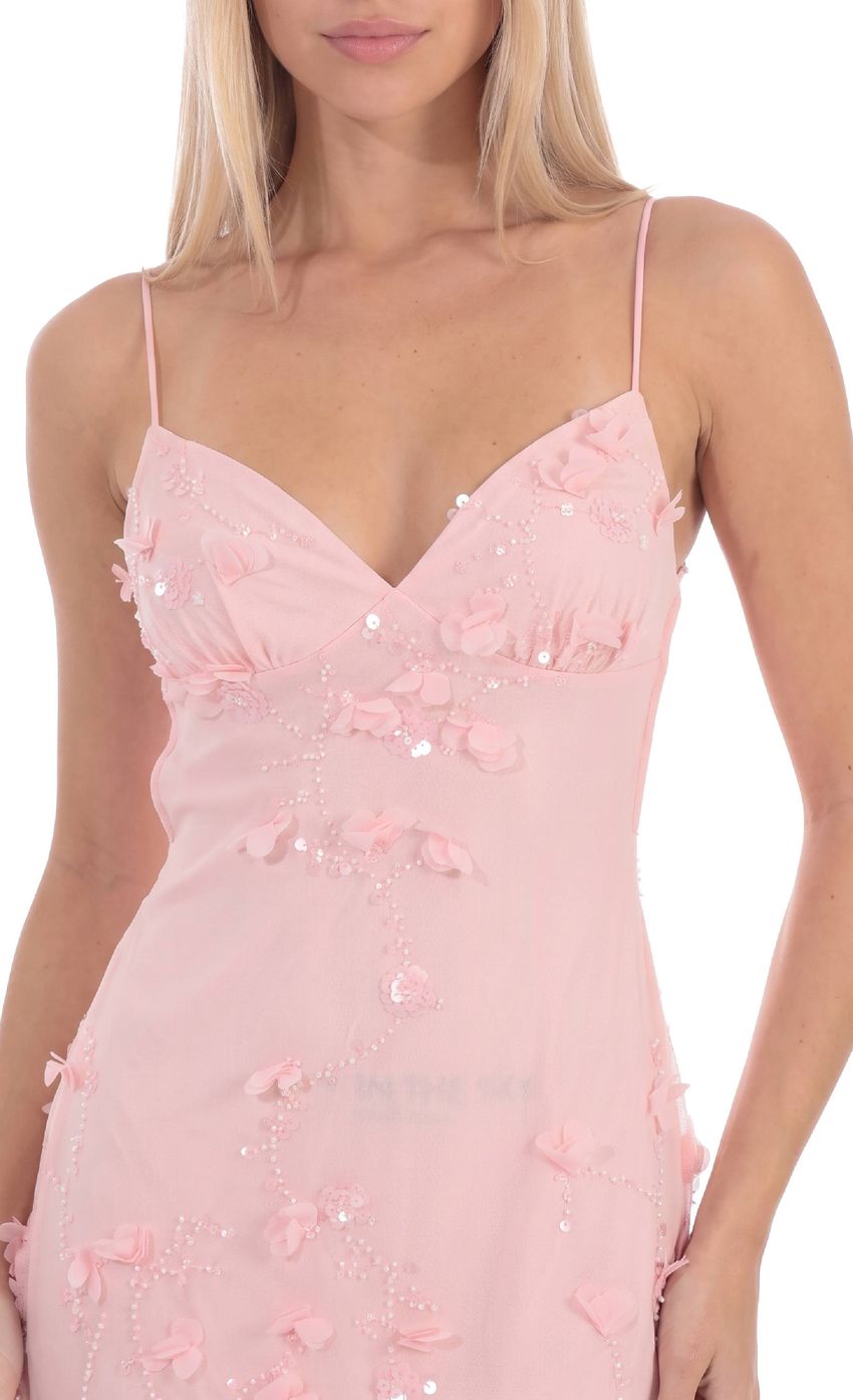Product image for Floral Sequin Mini Dress in Pink