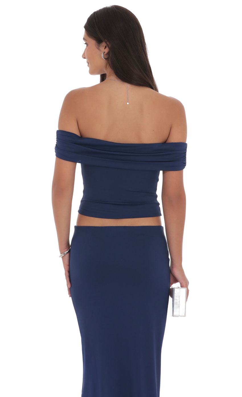 Product image for Embellished Off Shoulder Top in Navy